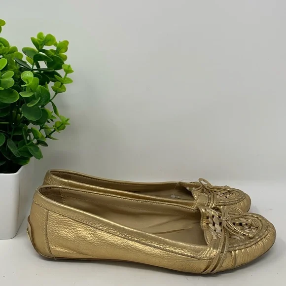 Kate Spade Gold Woven Loafers Size 7 - Picture 2 of 16